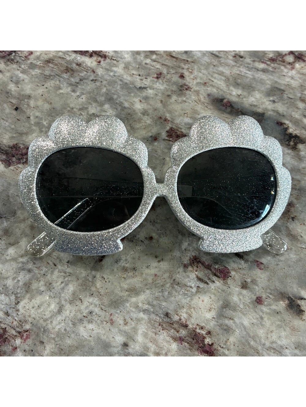 Gymboree Girls Glitter Seashell Sunglasses Silver Beach 6+